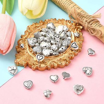 60Pcs 12 Styles Tibetan Style Alloy Beads FIND-CJ0002-28B-1