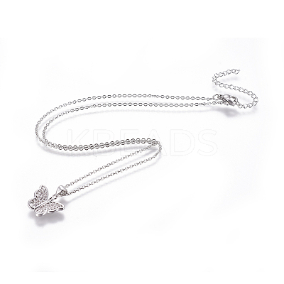 304 Stainless Steel Pendant Necklaces NJEW-E141-08P-1