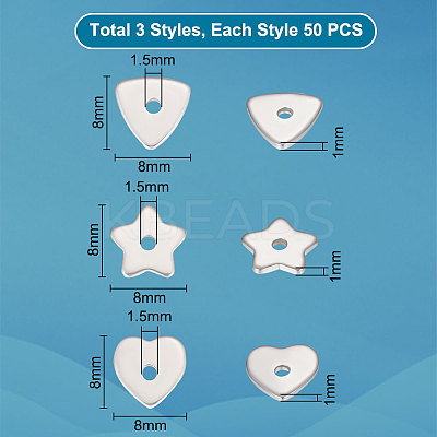 150Pcs 3 Style 304 Stainless Steel Beads STAS-UN0047-39-1