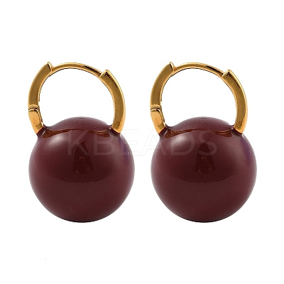 Round Brass Enamel Hoop Earrings for Women EJEW-U055-08G-1