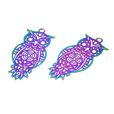 Ion Plating(IP) 201 Stainless Steel Filigree Pendants STAS-S118-107-1