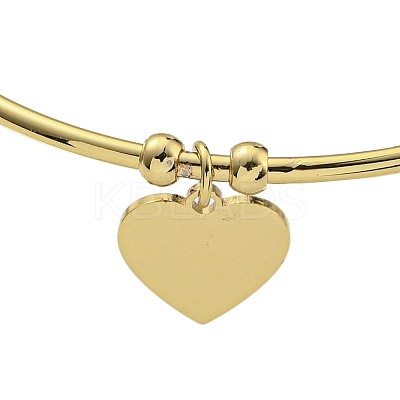 PVD Vacuum Plating 202 Stainless Steel Heart Charm Open Cuff  Bangles for Women BJEW-M317-02G-1