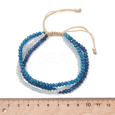 Adjustable Dyed Natural Malaysia Jade Beaded Multi-strand Bracelets for Women Men BJEW-JB13577-03-1