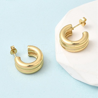 Two-layer C-Shaped 201 Stainless Steel Stud Earrings EJEW-Z151-11G-02-1