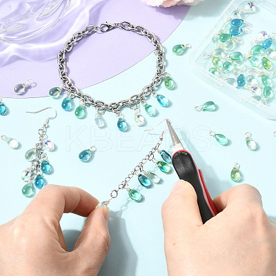 80Pcs 5 Colors Glass Pendants PALLOY-SW00114-1