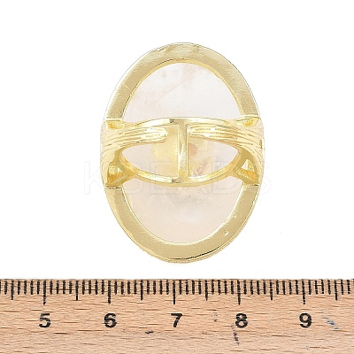 Natural Quartz Crystal & Flower Amazonite Oval Cuff Rings G-P599-01G-01-1
