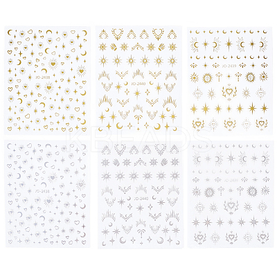 12Pcs 6 Styles Nail Art Stickers Decals FIND-SP0004-60-1