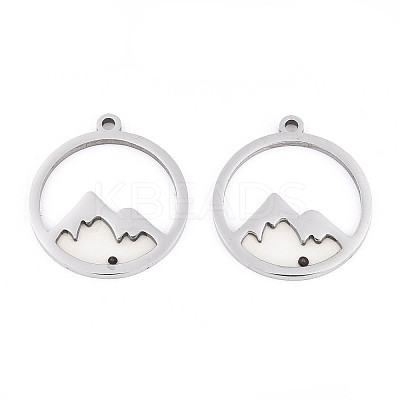 Anti-Tarnish 201 Stainless Steel Pave Epoxy Pendants STAS-R002-03P-1