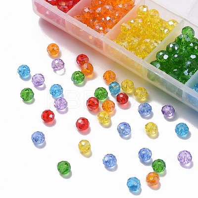 350Pcs 7 Style Baking Paint & Electroplate Glass Beads EGLA-YW0001-18-1
