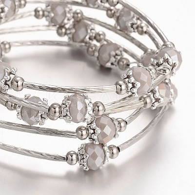 Five Loops Wrap Glass Beads Bracelets BJEW-JB01962-02-1