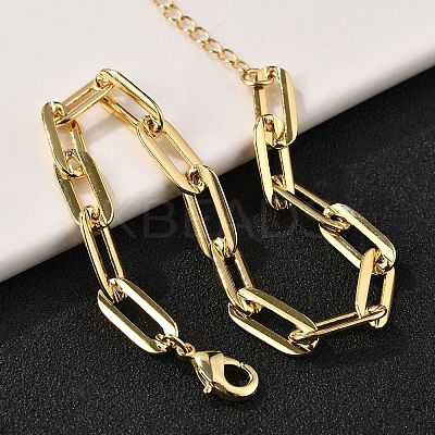 Brass Paperclip Chain Bracelets for Women Men BJEW-F494-03G-1