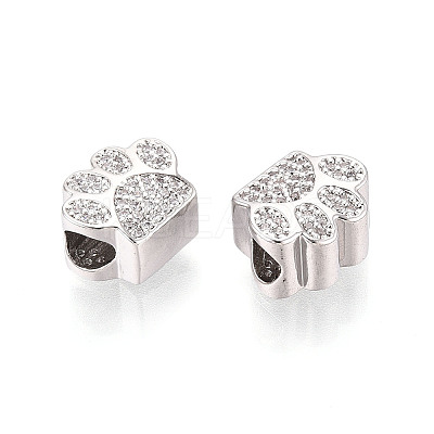 Brass Micro Pave Cubic Zirconia European Beads ZIRC-T002-101-1