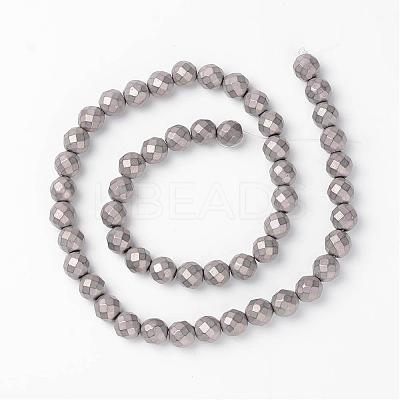 Faceted Round Non-Magnetic Synthetic Hematite Beads Strands G-D800-04-1