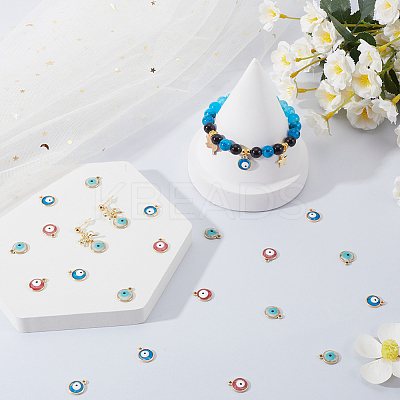 60Pcs 3 Colors Epoxy Resin Enamel Evil Eye Charms RESI-SC0003-27-1