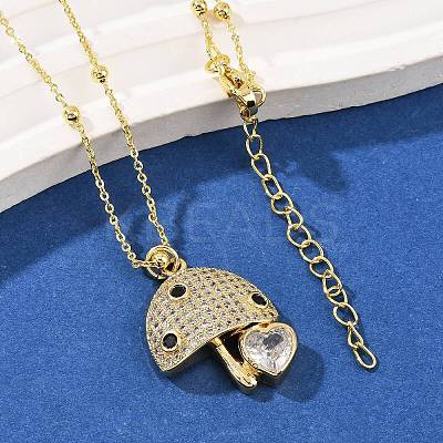 Brass Micro Pave Cubic Zirconia Pendant Necklaces LS-NJEW-Q041-04G-1