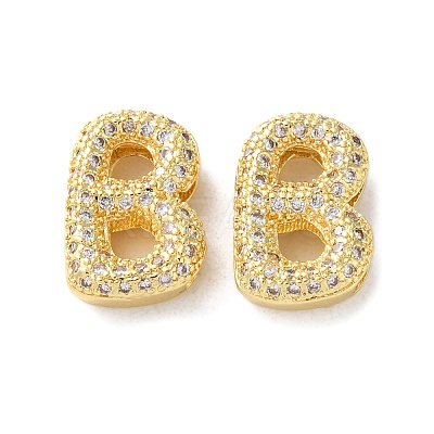 Rack Plating Brass Micro Pave Cubic Zirconia Slide Charms KK-C084-34G-B-1