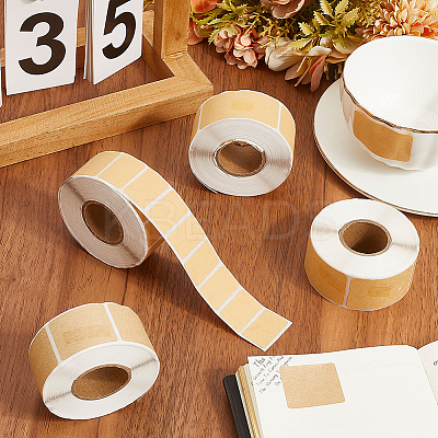 4 Rolls 4 Sizes Kraft Paper Rectangle Blank Label Stickers DIY-BBC0002-69-1