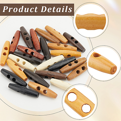 32Pcs 8 Colors 2-Hole Wood Buttons DIY-GF0011-42B-1