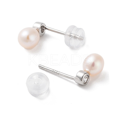 Natural Pearl Stud Earrings for Women EJEW-C082-12A-P-1