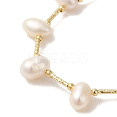 Natural Pearl & Glass & Brass Beaded Bracelet BJEW-C051-09G-1