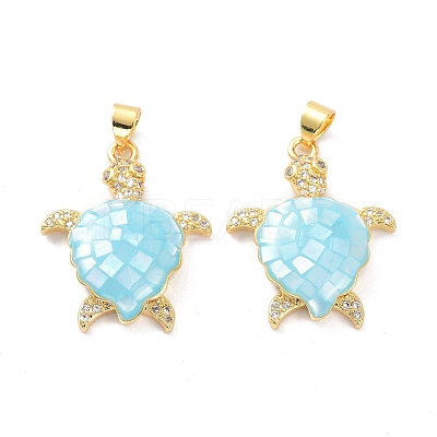 Real 18K Gold Plated Brass Micro Pave Clear Cubic Zirconia Pendants KK-D004-05G-B-1