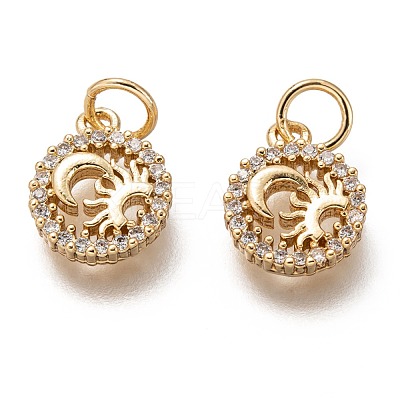 Brass Micro Pave Clear Cubic Zirconia Charms ZIRC-C020-70G-1