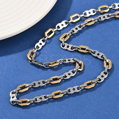 201 Stainless Steel 8 & Oval Link Chain Necklaces for Women NJEW-B143-03GP-1