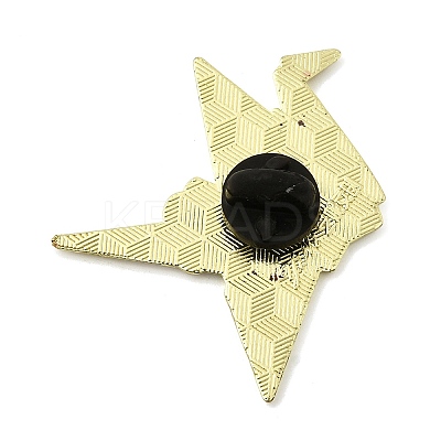 Paper Crane & Rose Flower Alloy Enamel Pin Backs for Clothes for Women LS-JEWB-F043-02A-1