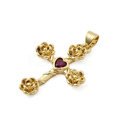 Brass Pave Cubic Zirconia Pendants KK-K302-17G-1