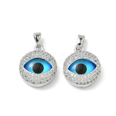 Printed Brass Micro Pave Cubic Zirconia with Glass Pendants KK-Z134-17P-02-1