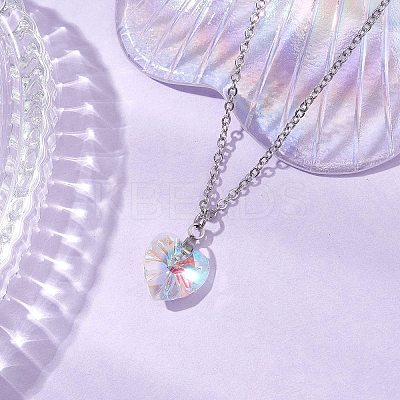 6Pcs 6 Styles Electroplated Clear AB Glass Star Moon Heart Pendant Necklaces NJEW-JN05146-1
