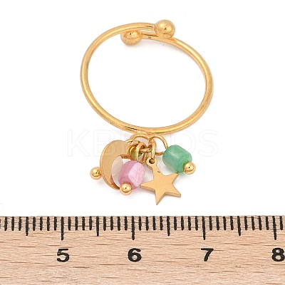 304 Stainless Steel Shell Cuff Rings for Women RJEW-U045-01G-1
