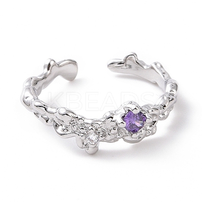 Cubic Zirconia Open Cuff Ring LS-RJEW-D119-06P-1