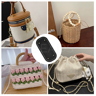 3Pcs 3 Colors Oval PU Leather Knitting Crochet Bags Nail Bottom Shaper Pad DIY-CL0002-16-1