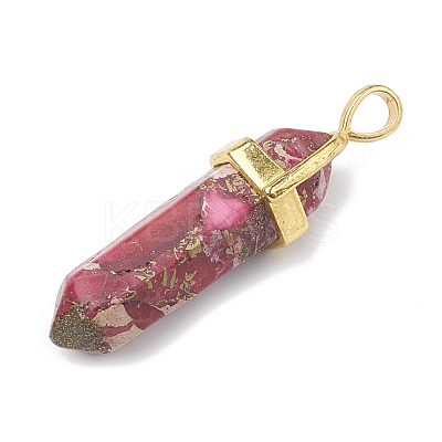 Synthetic Gold Line Regalite/Imperial Jasper/Sea Sediment Jasper Double Terminated Pointed Pendants G-S329-013-1