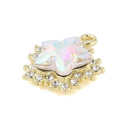 Rack Plating Alloy with Rhinestone Pendants FIND-B037-03G-02-1