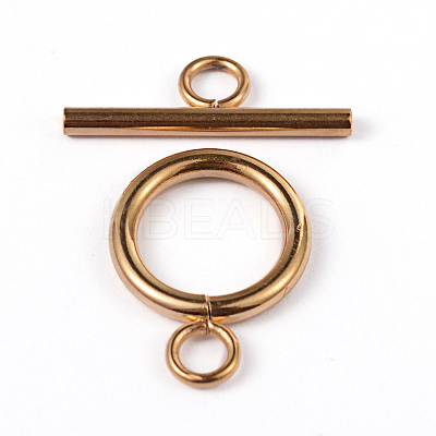 Ion Plating(IP) 304 Stainless Steel Ring Toggle Clasps STAS-CJ0002-37G-1