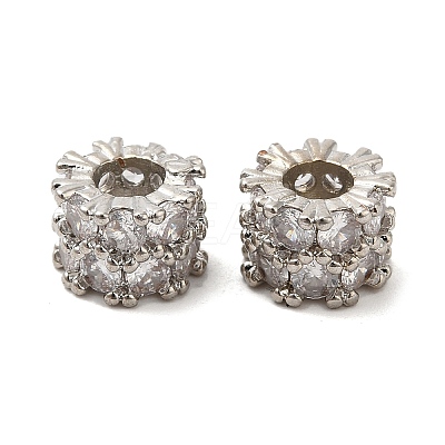 Rack Plating Brass Cubic Zirconia European Beads KK-R147-04P-1