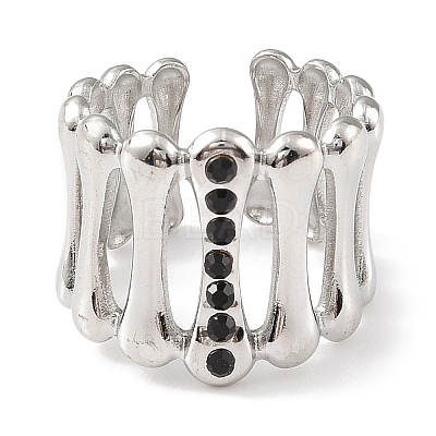304 Stainless Steel Open Cuff Ring for Women RJEW-F166-04P-01-1