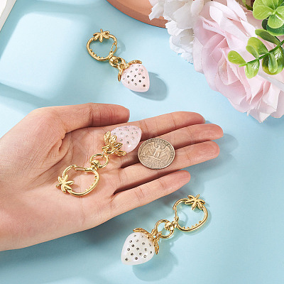3Pcs Resin Rhinestone Strawberry Pendants Decoration HJEW-TAC0094-1