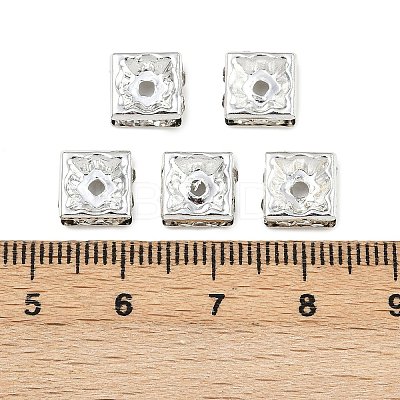 Square Brass Crystal Rhinestone Spacer Beads RB-R031-42-1