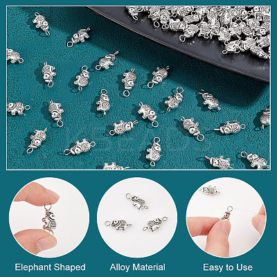 100Pcs Tibetan Style Alloy Elephant Connector Charms FIND-AR0003-07-1