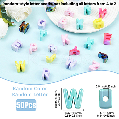 50Pcs UV Plating Opaque Acrylic Beads TACR-SP0001-38-1