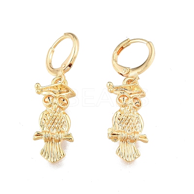 Brass Owl Dangle Leverback Earrings Findings KK-N216-551-1