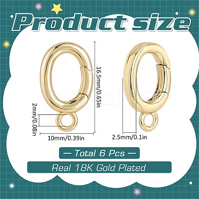 6Pcs Brass Spring Gate Rings FIND-SC0010-94-1