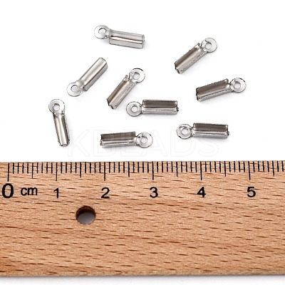 Tarnish Resistant 201 Stainless Steel Fold Over Crimp Cord Ends X-STAS-R055-07-1