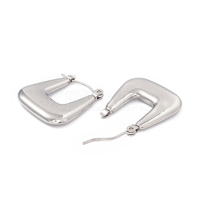 Non-Tarnish 304 Stainless Steel Trapezoid Thick Hoop Earrings for Women EJEW-B018-07P-1
