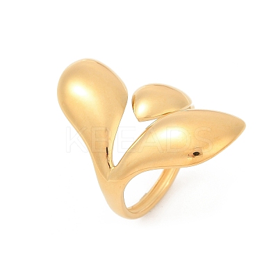 Teardrop 304 Stainless Steel Open Cuff Rings RJEW-R018-01G-03-1