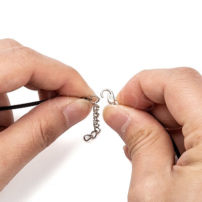 Waxed Cord Necklace Making with Iron Findings LS-NJEW-R229-2.0mm-1
