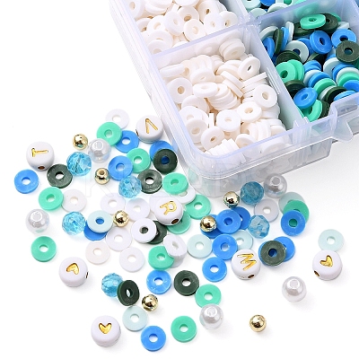 DIY Letter & Imitation Pearl & Heishi Beads Bracelet Making Kit DIY-YW0005-23C-1